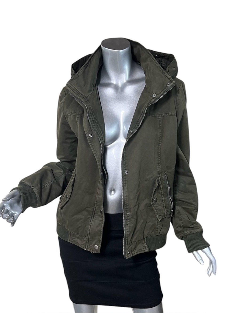 Vintage GH Bass Women’s XL Field Chore Coat Quilt Lined Bomber Jacket Army Green